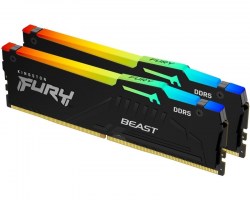 Memorije DDR 5: DDR5 64GB 5600MT/s Kingston KF556C40BBAK2-64 Fury Beast RGB black