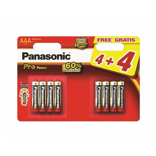 Baterije: Panasonic LR03PPG/8BW 4+4F Alkaline Pro Power